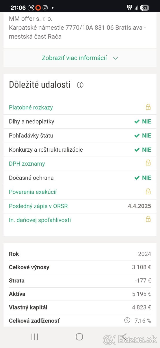 Predám zabehnutú 1 osobovú s.r.o.