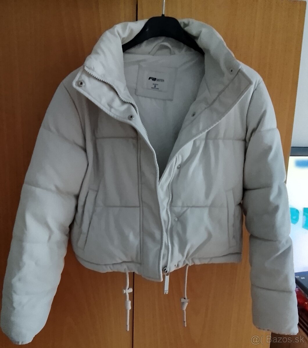 Koženkova krémová bunda ,S