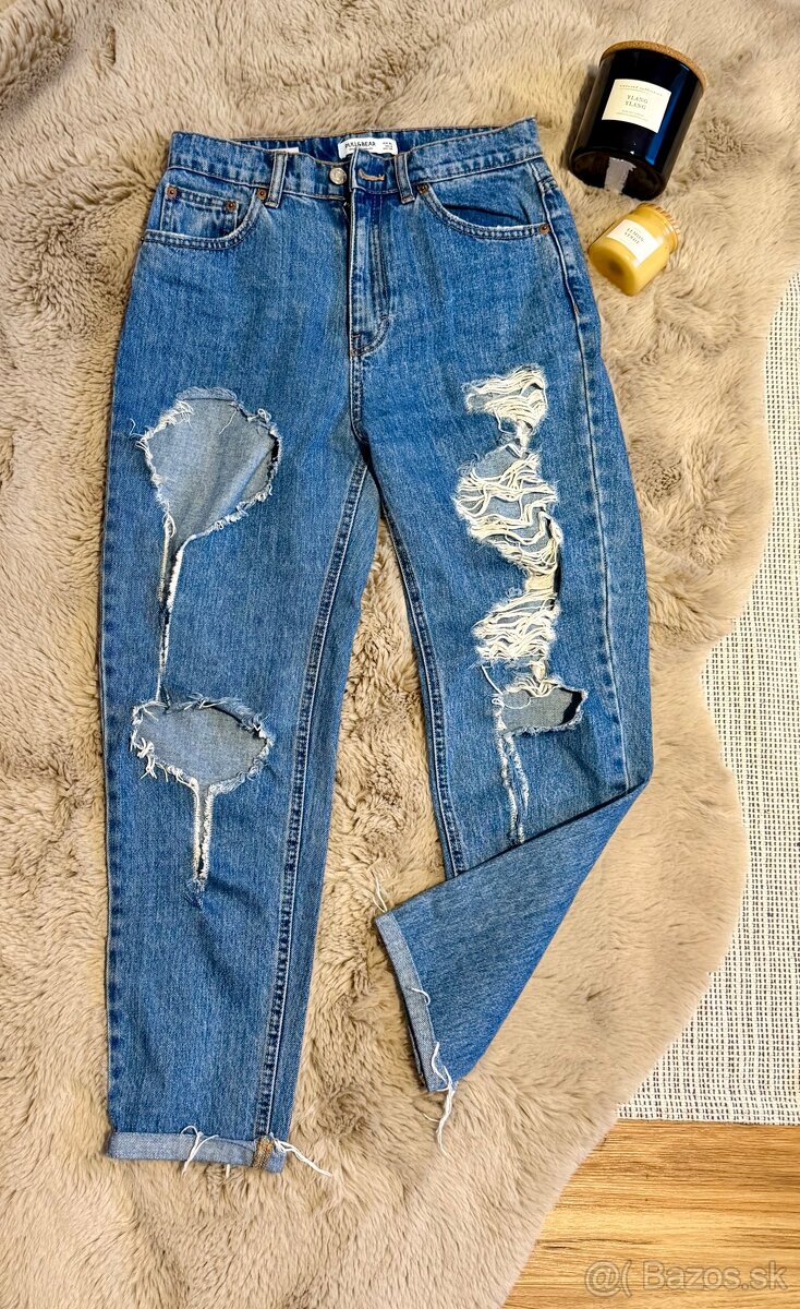 Potrhané rifle Pull&Bear + kovové kolieska na dotvorenie