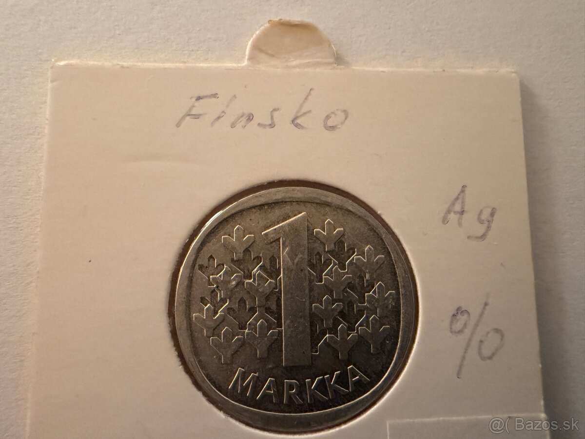 Strieborná minca 1967 Fínsko 1 Markka (0.350 Ag)