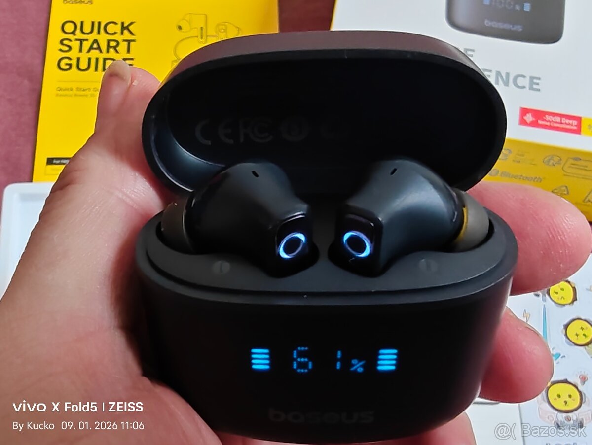 Bluetooth slúchadlá/špunty Baseus Bowie 30, ANC,65h,IPX4,APK