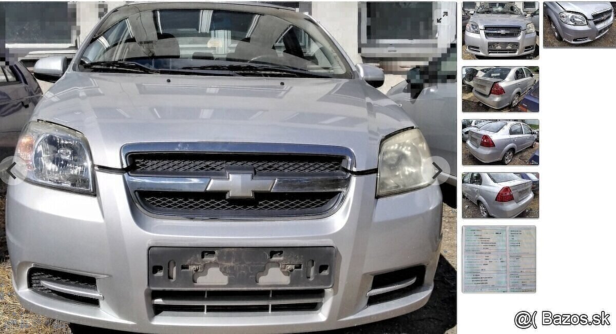 Chevrolet Aveo 1.4 2009 predám MOTOR F14D3, KAPOTA, NÁRAZNÍK