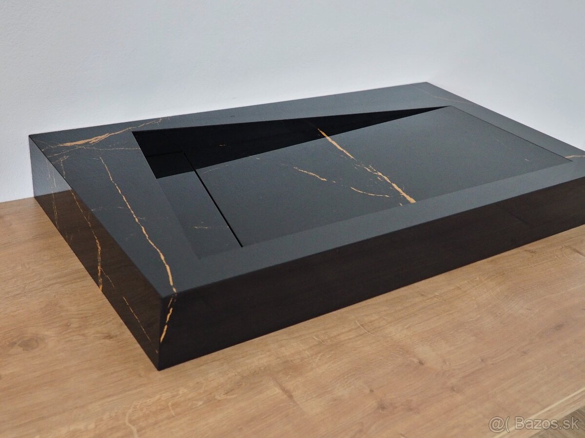 Čierne dizajnové umývadlo 80cm široké, umývadlo z dlažby