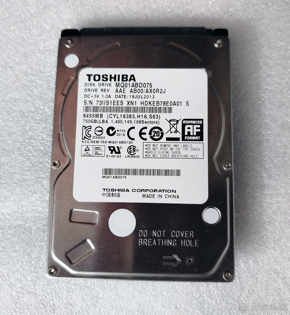 2.5" 750GB HDD Toshiba