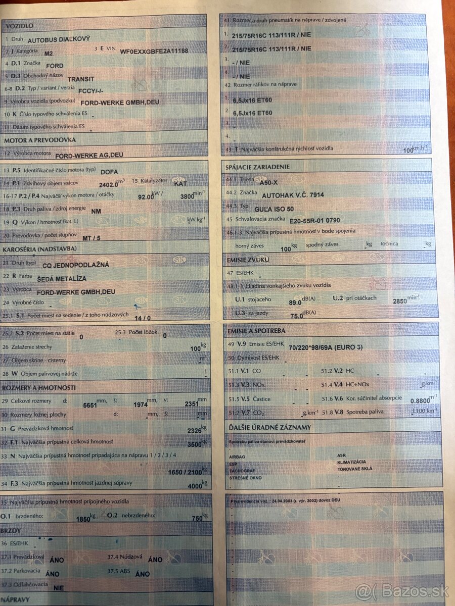 Ford tranzit 2,4 92kw