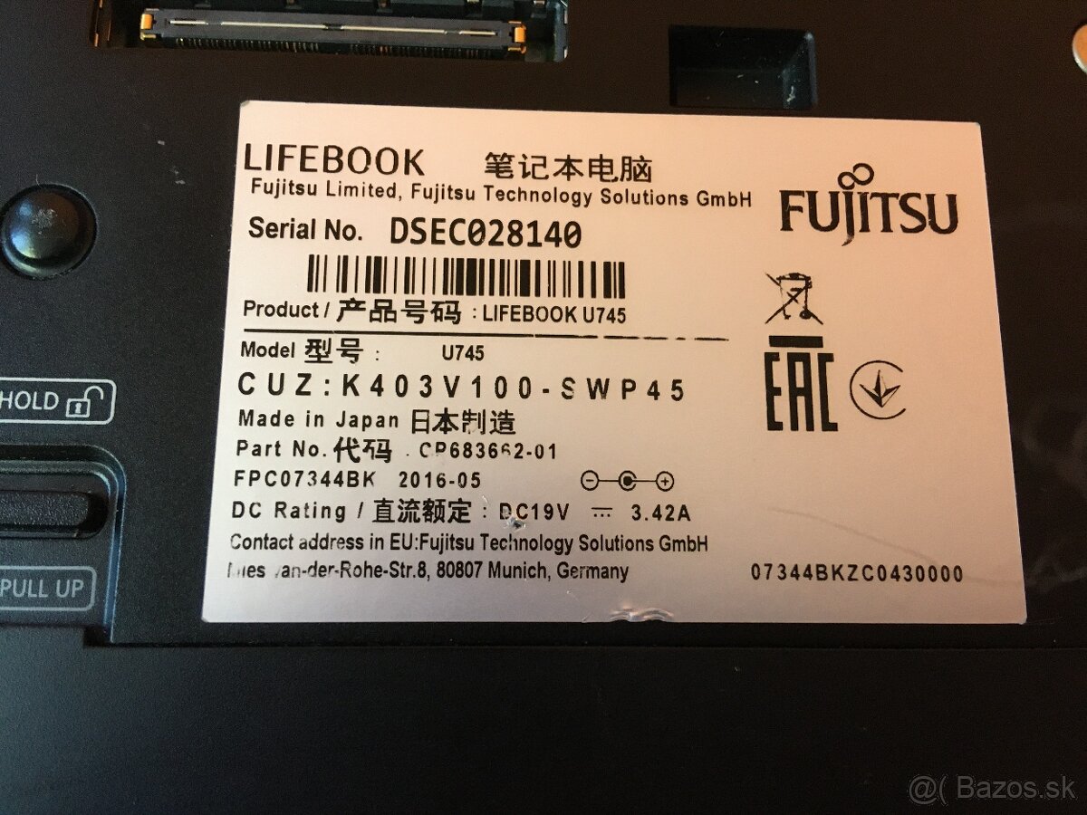 Predam notebook Fujitsu Lifebook U series