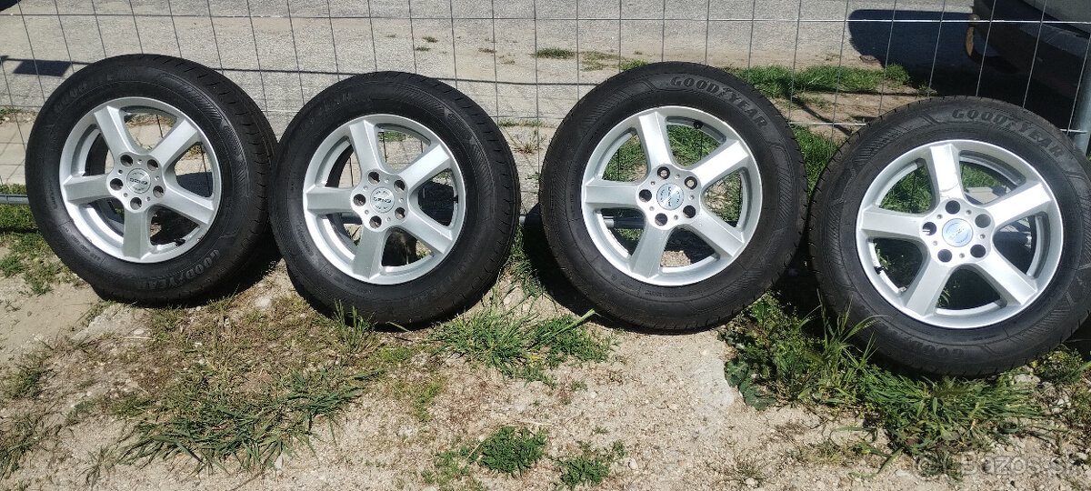 AL disky 15" 5x112 + nové pneu R15 195/65 XL Goodyear
