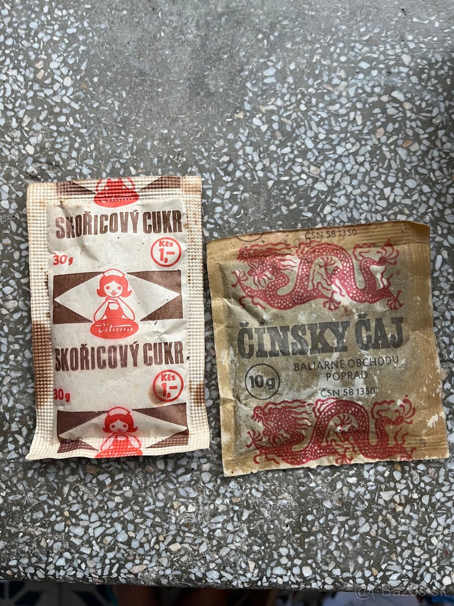 Vzácne zberateľské kúsky- neotvorený čaj, škoricový cukor