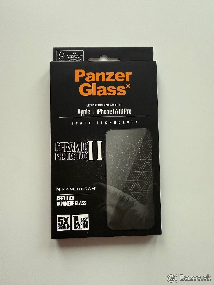 Tvrdené sklo UWF Ceramic II s aplikátor. iPhone 17/16 Pro