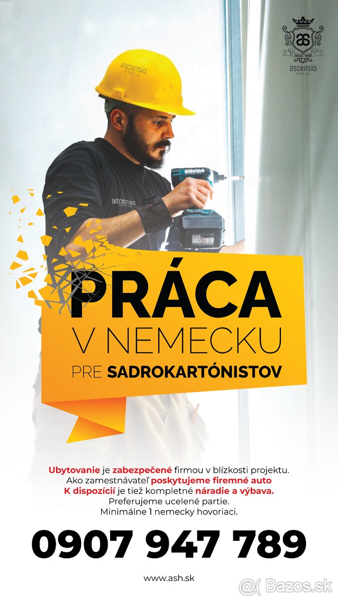 Pracovná ponuka: Sadrokartonista – Nemecko
