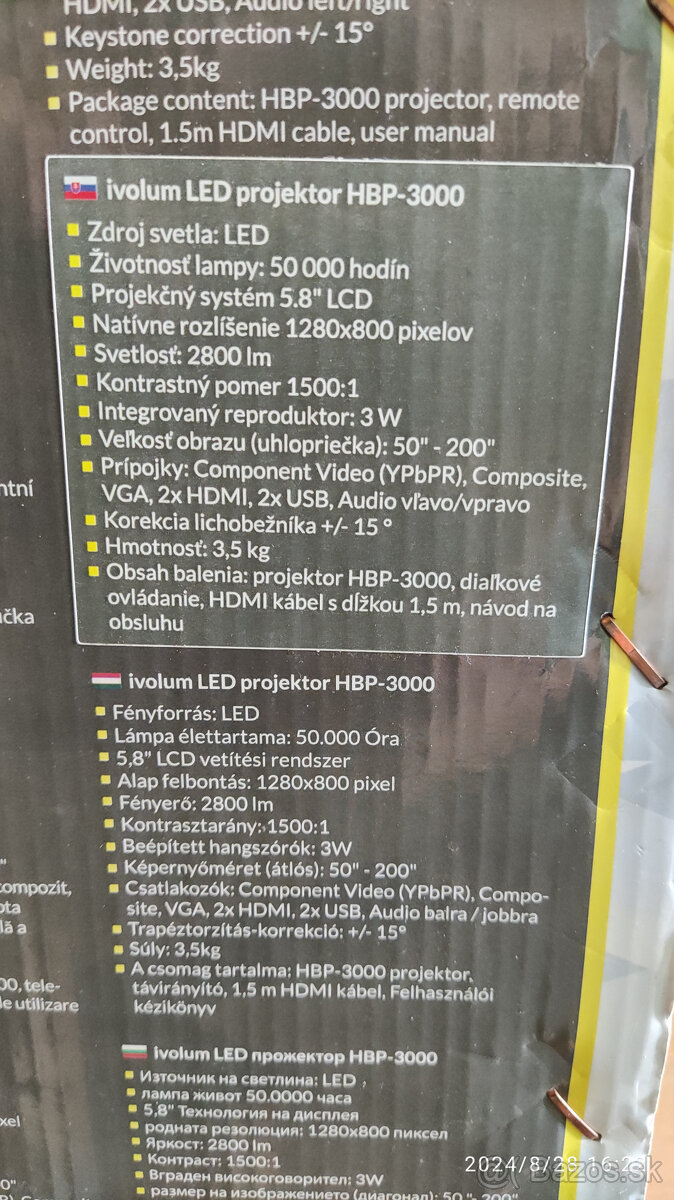 Predám nový full HD projektor HBP-3000