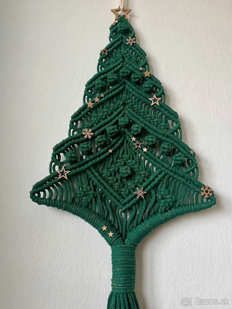 macrame vianočný stromček gold