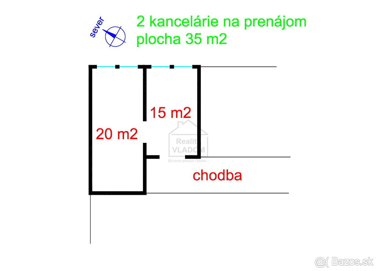 ✳️ Kancelárske priestory, 2 miestnosti - 35 m2, v centre ✳️