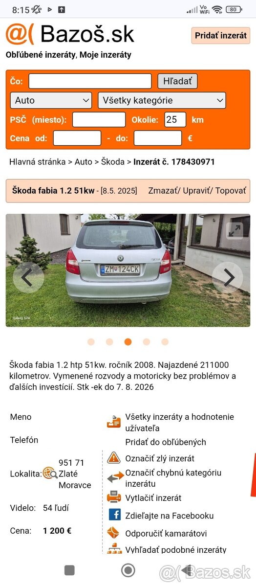 Škoda Fabia combi 1.2 2008