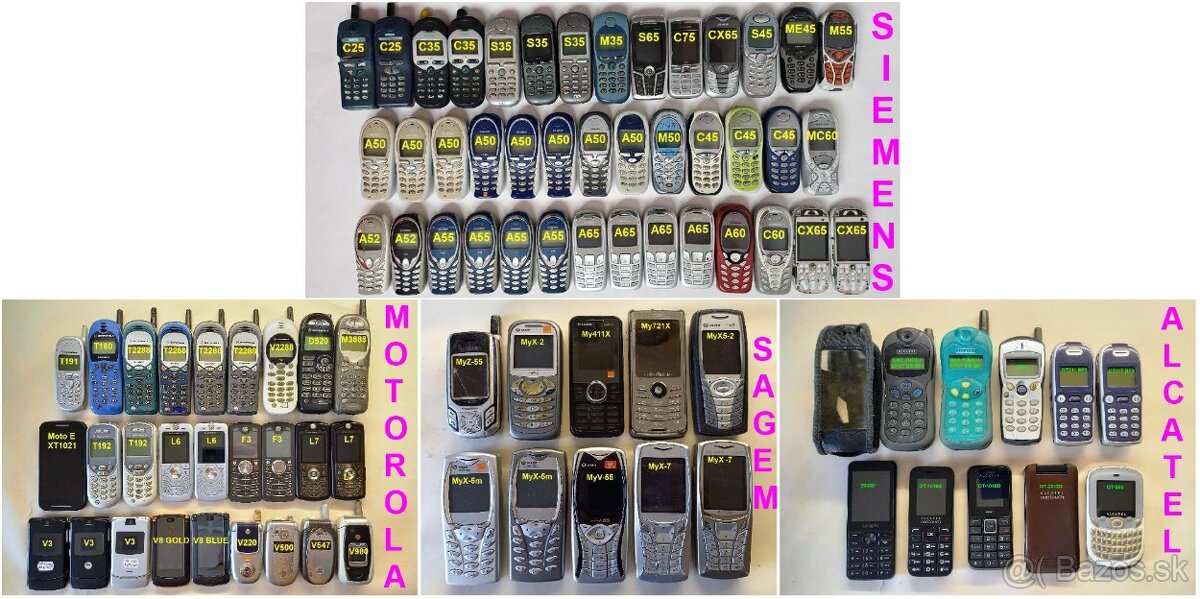 SIEMENS MOTOROLA SAGEM ALCATEL Zbierka Rôzne Typy Druhy