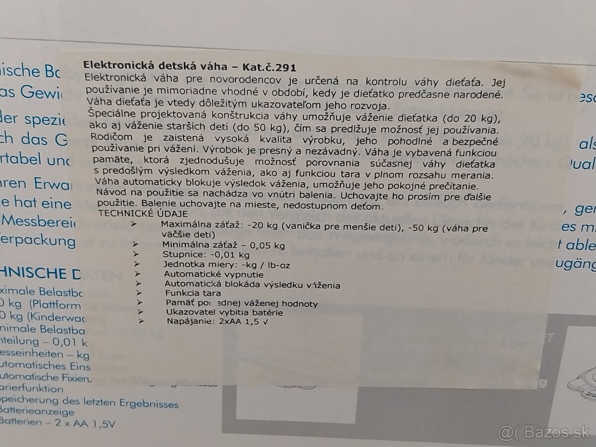 Elektronická detská váha pre novorodencov
