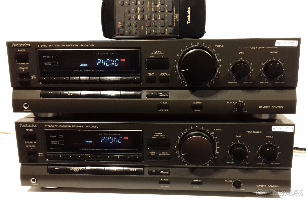 2ks 200W Receiver TECHNICS SA-GX130 vyroba JAPAN, AR26, AR14