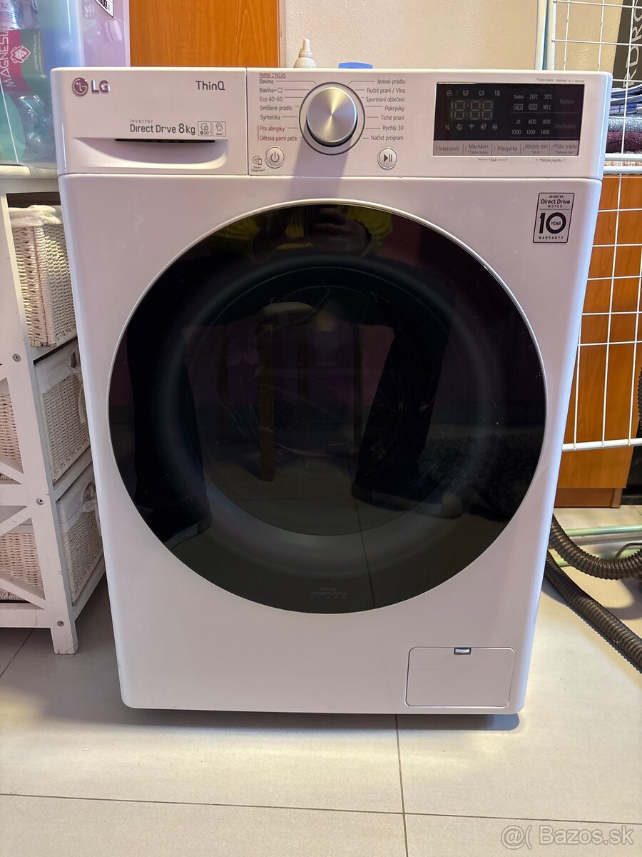 LG práčka 8 kg – ThinQ, Direct Drive, parný program