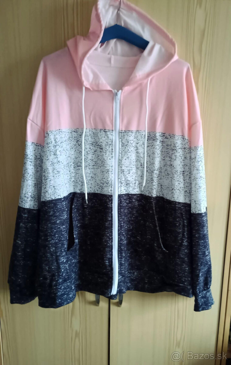 Mikina dámska ružovo -sivá 4XL NOVA