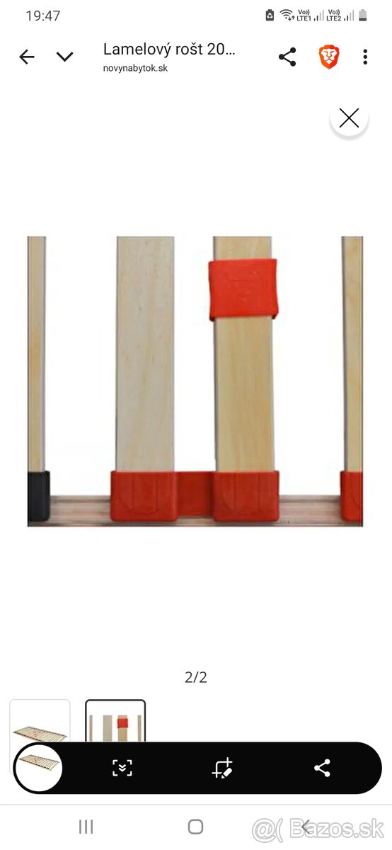 2ks Lamelový rošt 200x90 NEPOUŽITÝ