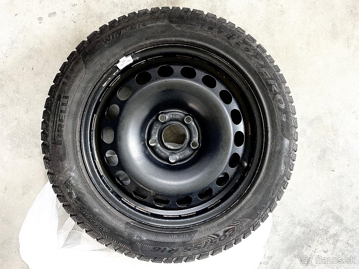Zimne pneu 205/55 r16 na plech diskoch 5x112 ET41 57,1mm