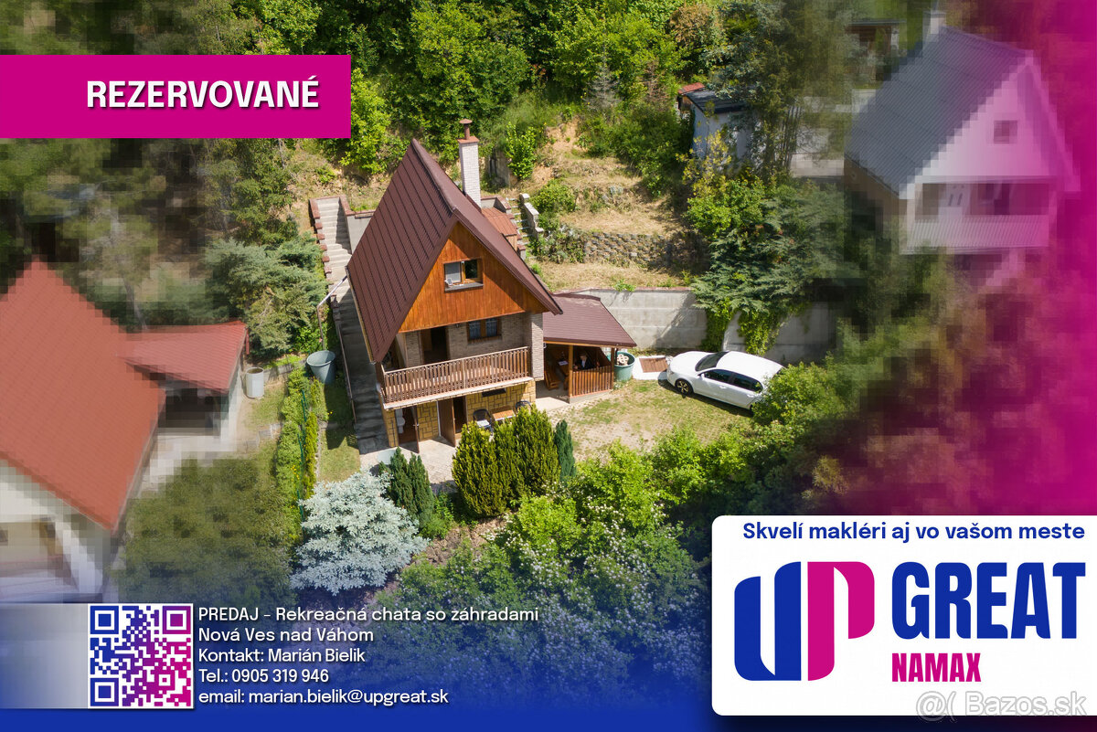 REZERVOVANÉ - Rekr. chata 54m2 (1248m2) - Nová Ves n/Váhom