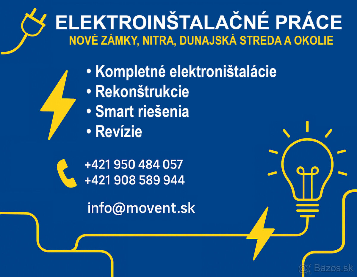 Elektroinštalačné práce - NZ, NR, DS