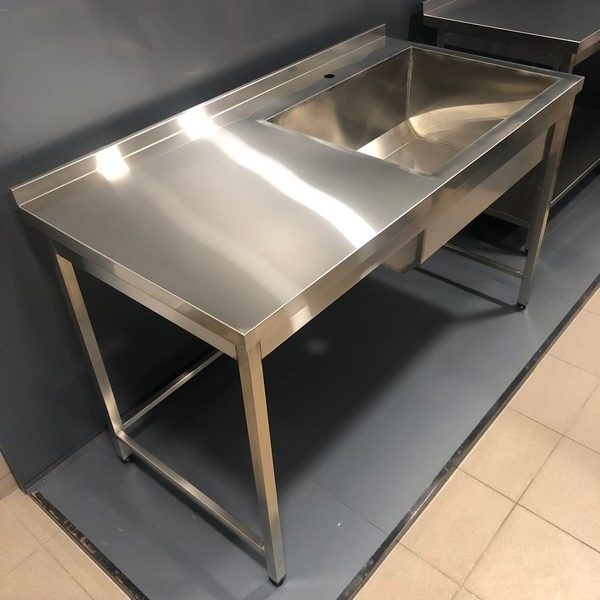Nerezový umývací stôl, stôl s drezom