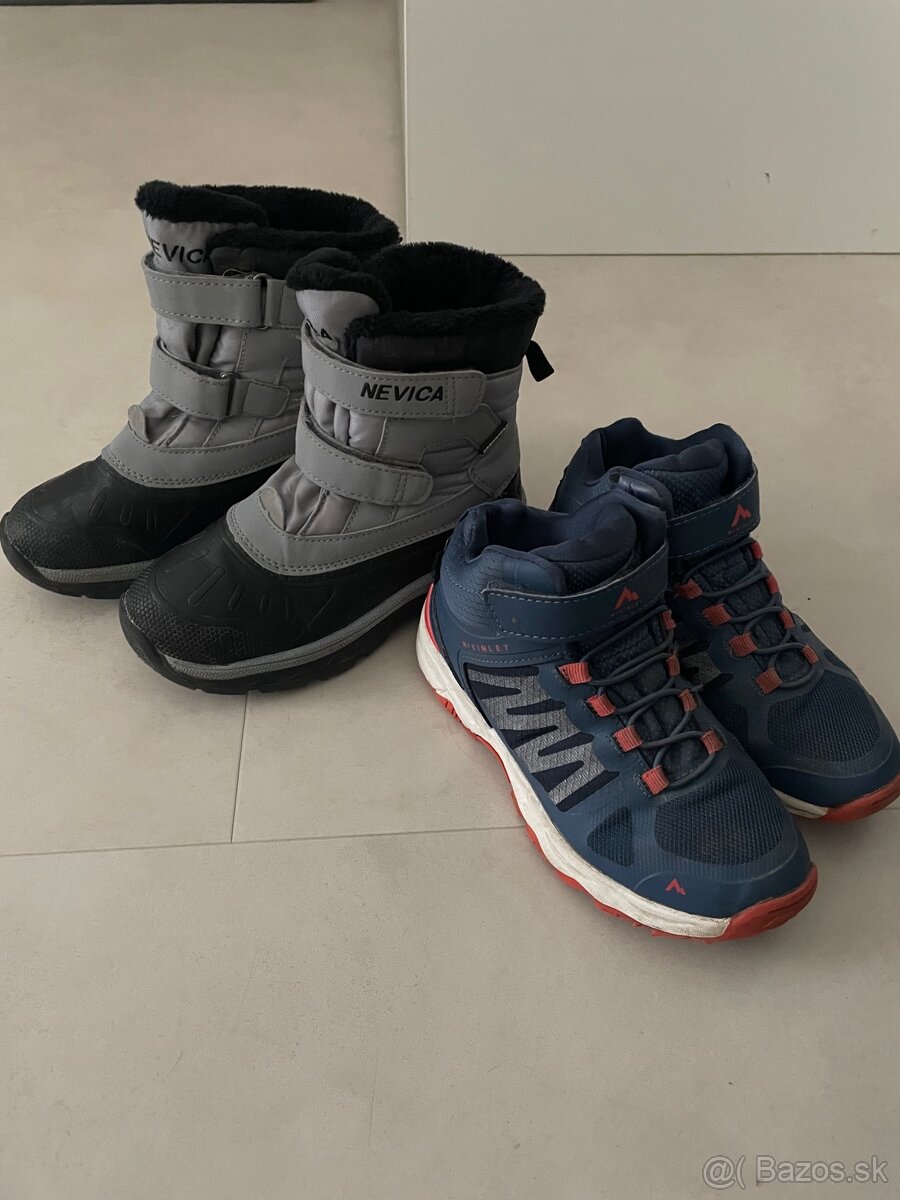 Zimné topánky 2ks veľkosť 32 a 33