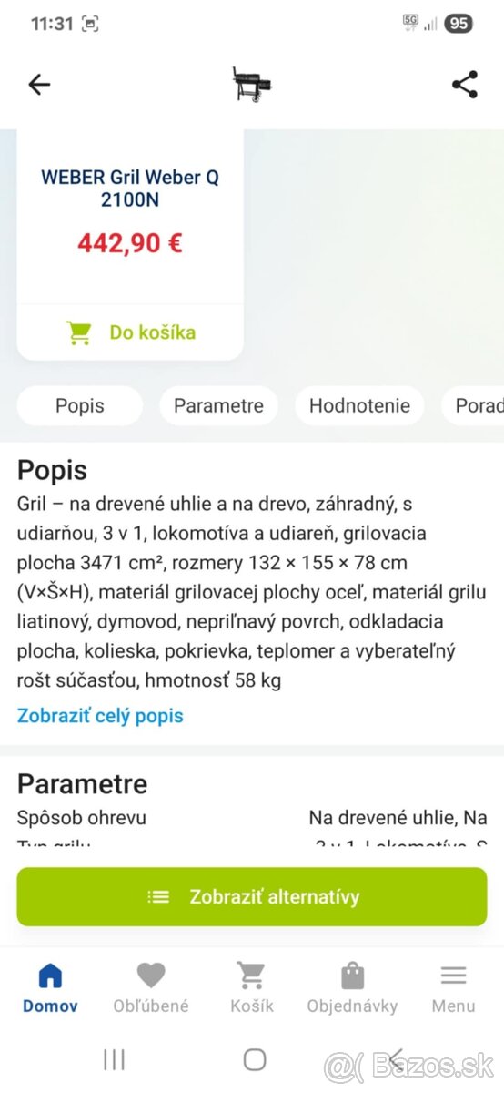 Predám gril Weber Q2100N