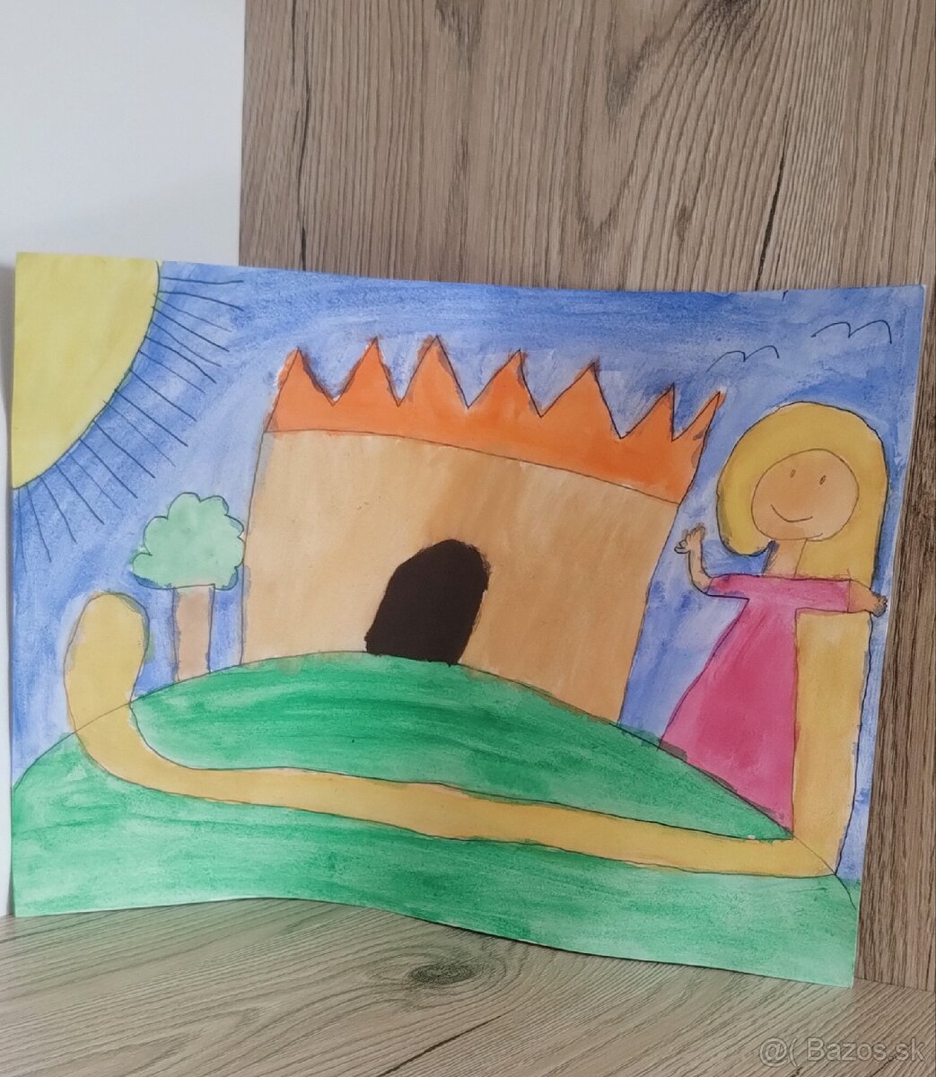 Detský výkres - hrad s princeznou