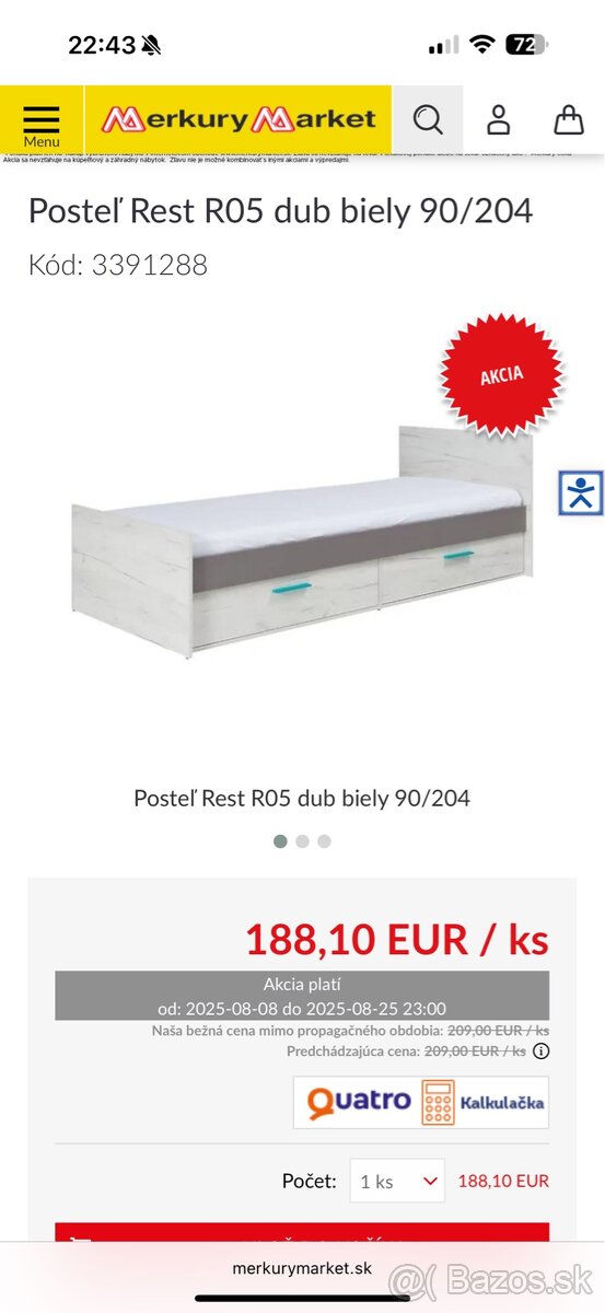 Posteľ s úložným priestorom 80x200