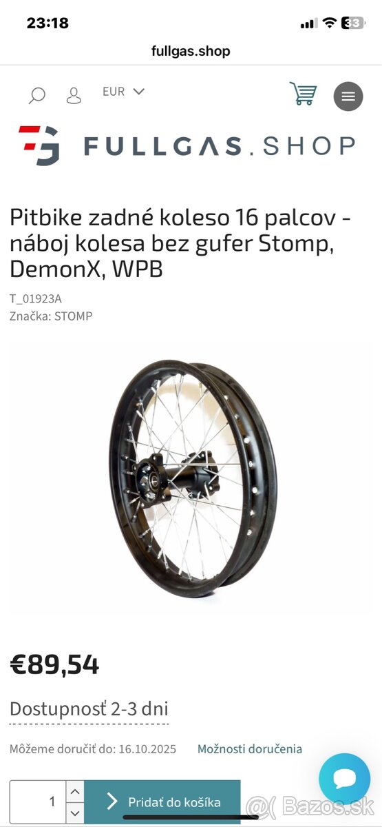 Zadné koleso veľkosť 16 nové