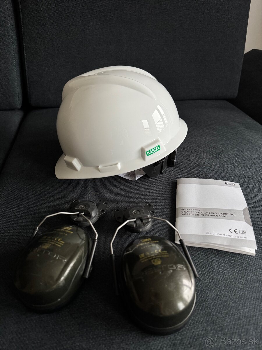 Ochranná prilba MSA V-Gard + chrániče sluchu 3M