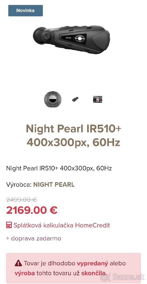 Termovízia Night Pearl IR510+, 19 mm šošovka