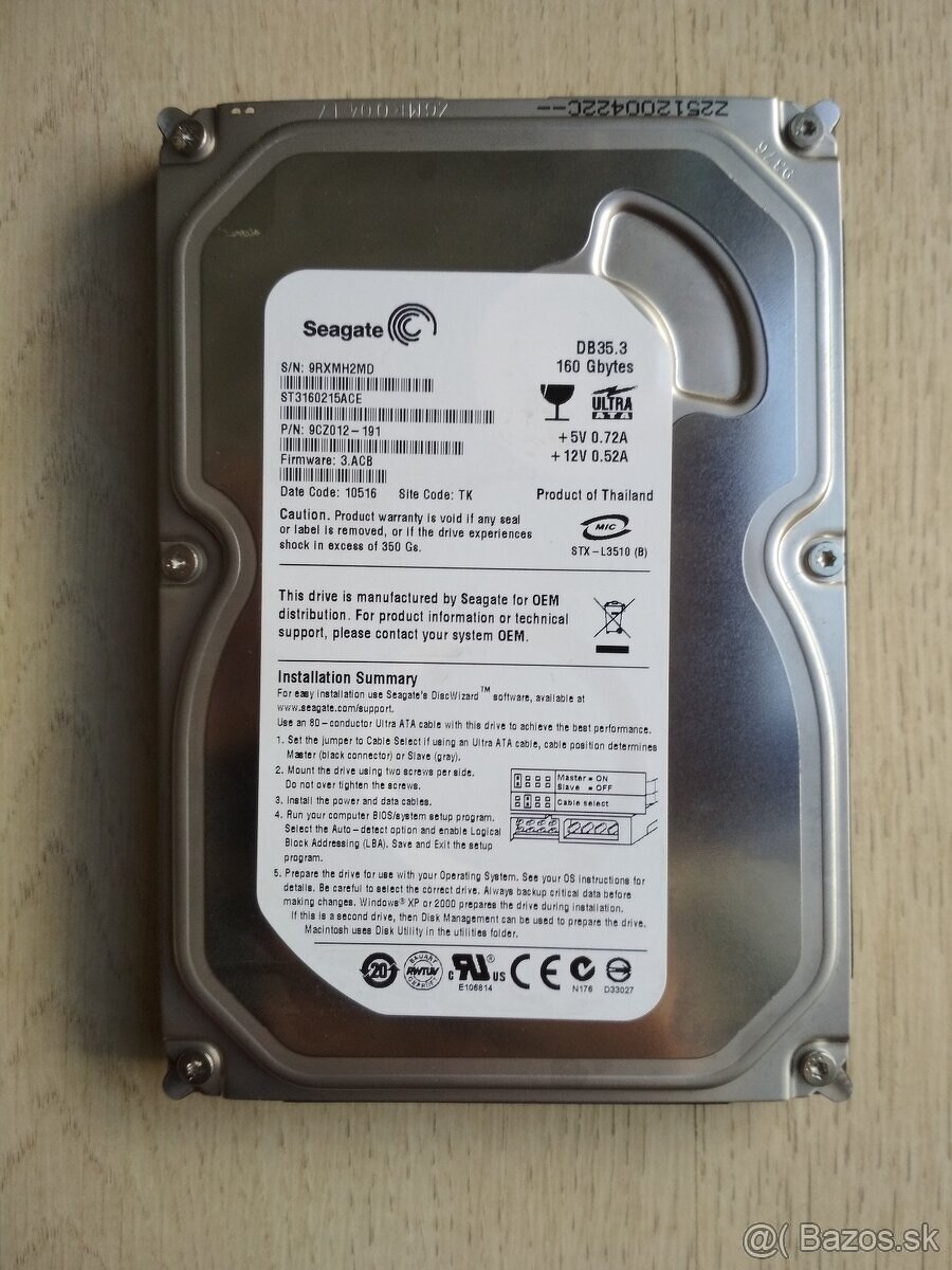 Seagate 160GB, 7.2K, 3,5", HDD ATA/IDE
