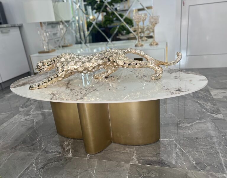 NOVÝ Zlatý konferenčný stolík Premiums mramorovou kkamenou d