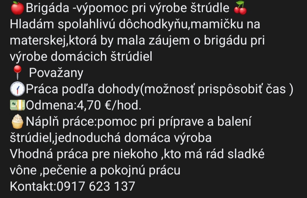 🍎 Brigáda -výpomoc pri výrobe štrúdiel