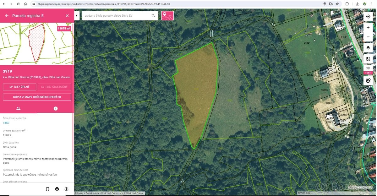 Predám Existujúcu Lúku ,, Orná Pôda , Dlhá nad Oravou