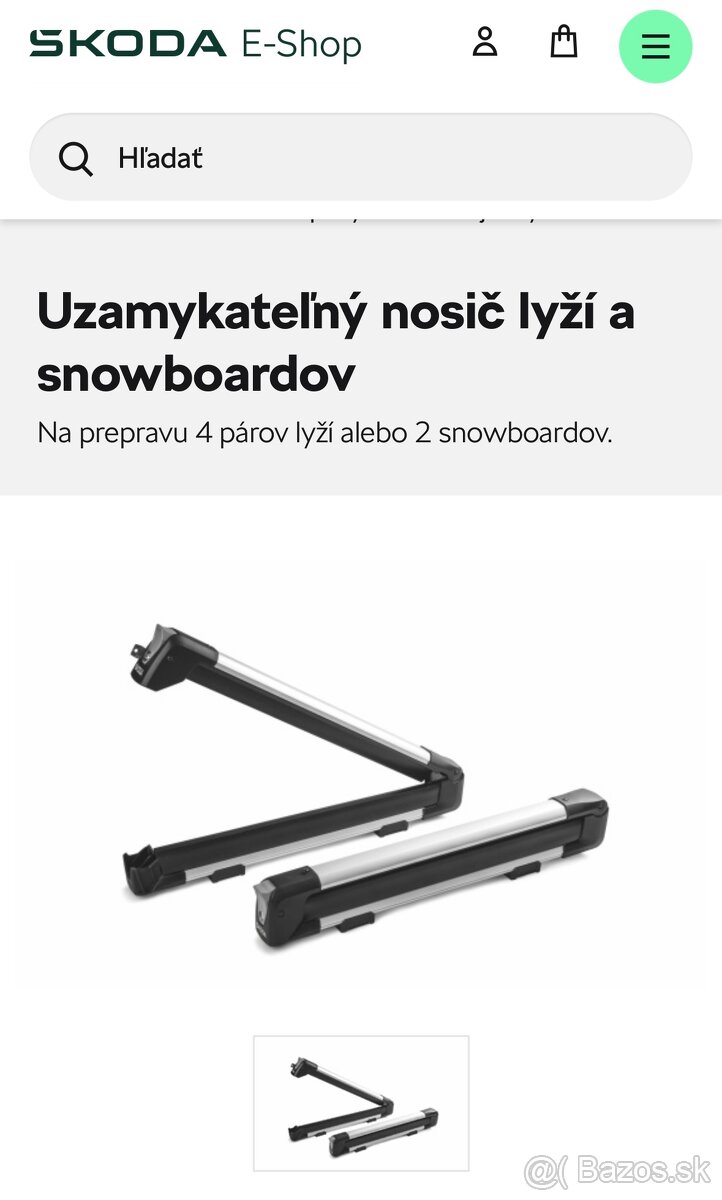 Uzamykatelny stresny nosic lyzi a snowboardov Skoda Superb