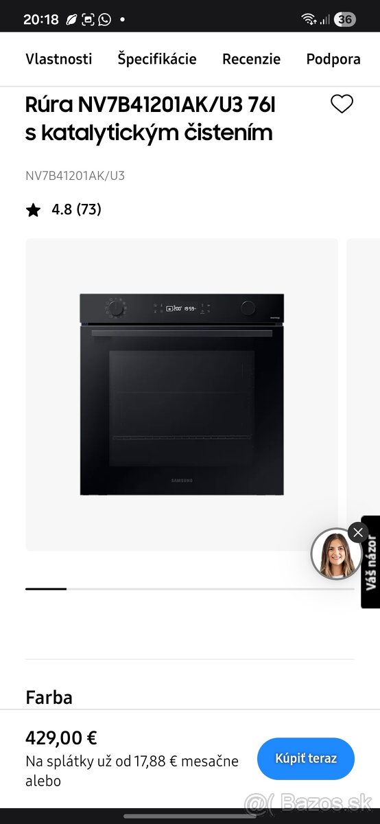 Samsung Rúra NV7B41201AK/U3 76l s katalytickým čistením
