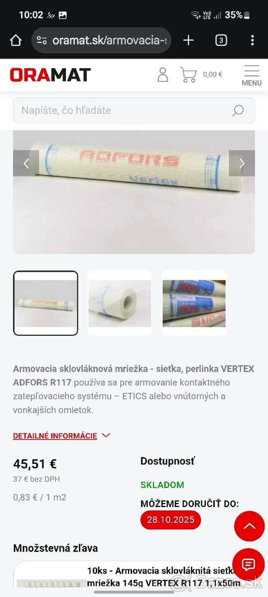 Sklotextilná sieťka na fasády