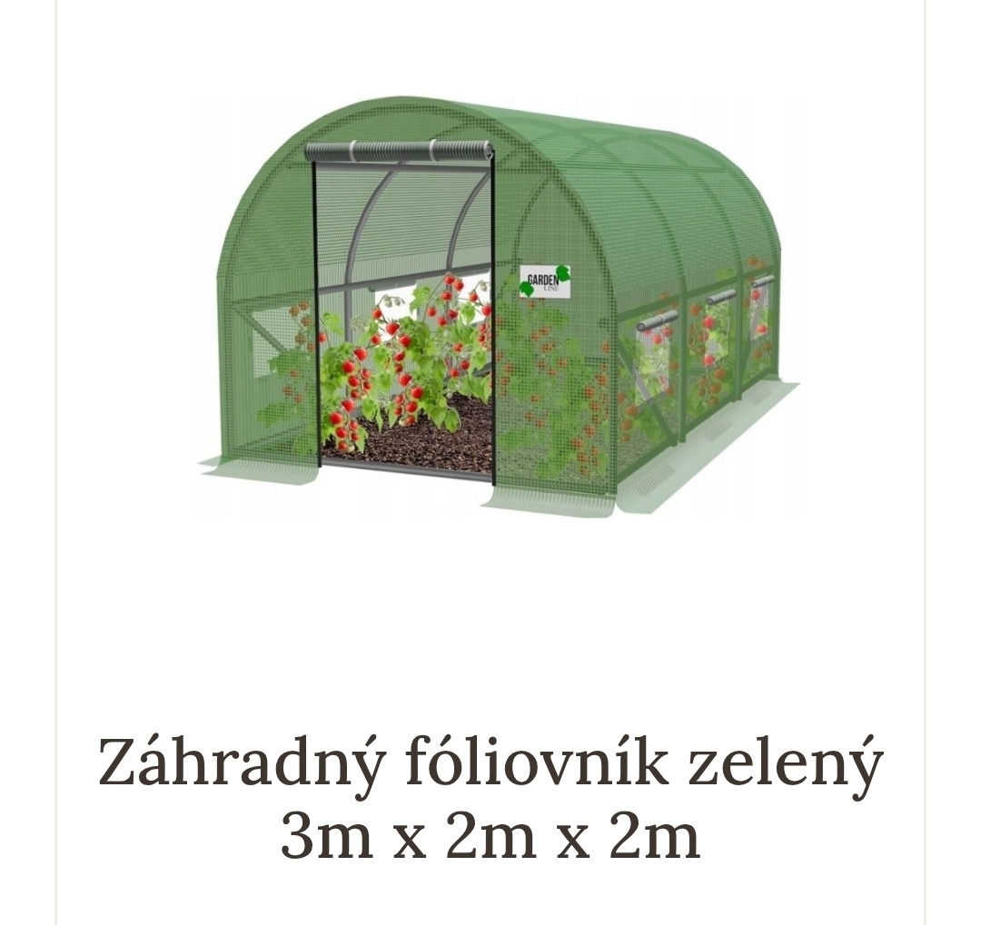Záhradný fóliovník zelený 3m x 2m x 2m