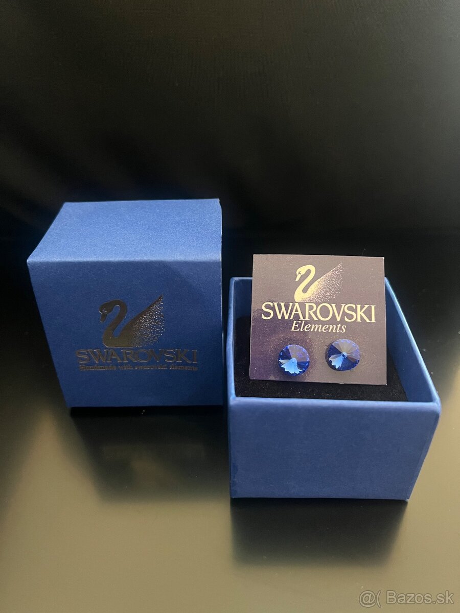 Modré krištáľové náušnice Swarovski