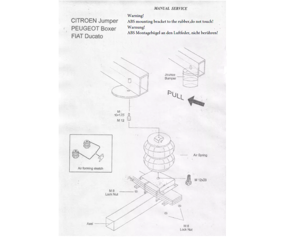 Prídavné vzduchové pruženie Fiat Ducato/Citroen Jumper/Boxer