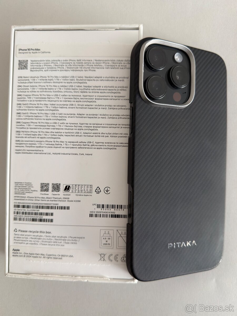 iPhone 16 Pro Max 256 GB čierny titán + Pitaka kryt
