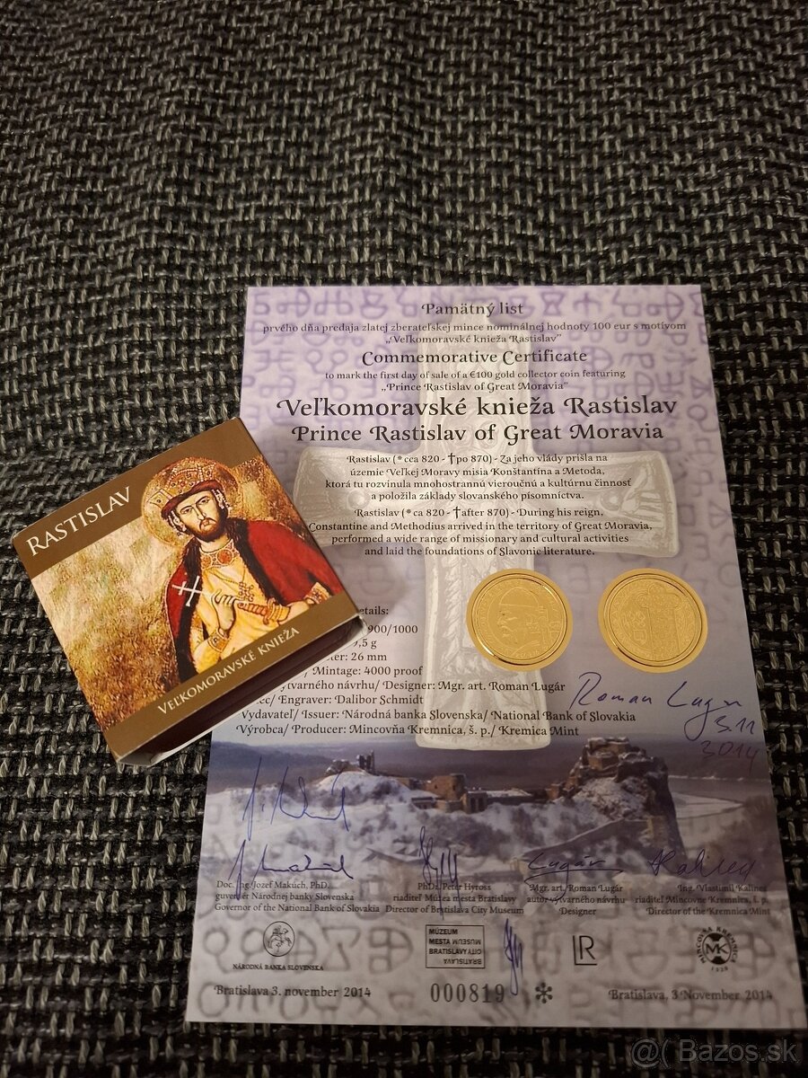 Rastisla 2014 zlata minca 100eur