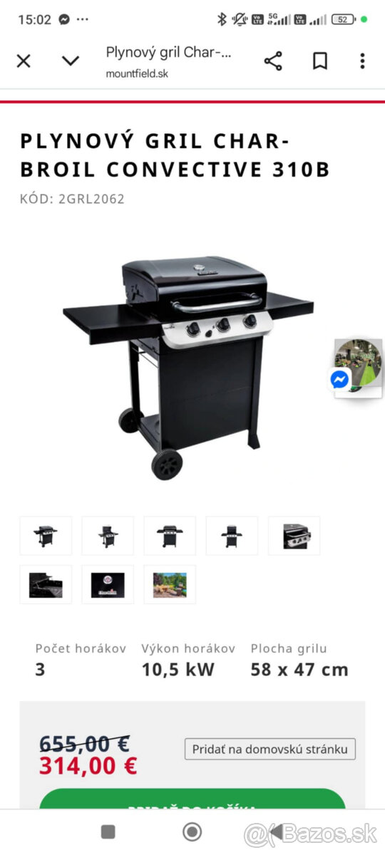 Záhradný gril Plynový gril Char-Broil Convective 310B