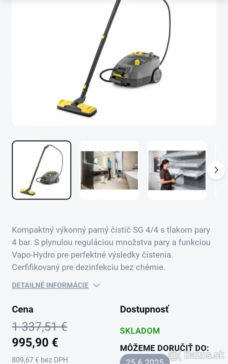 Predám profesionálny parný čistič Kärcher SG4/4