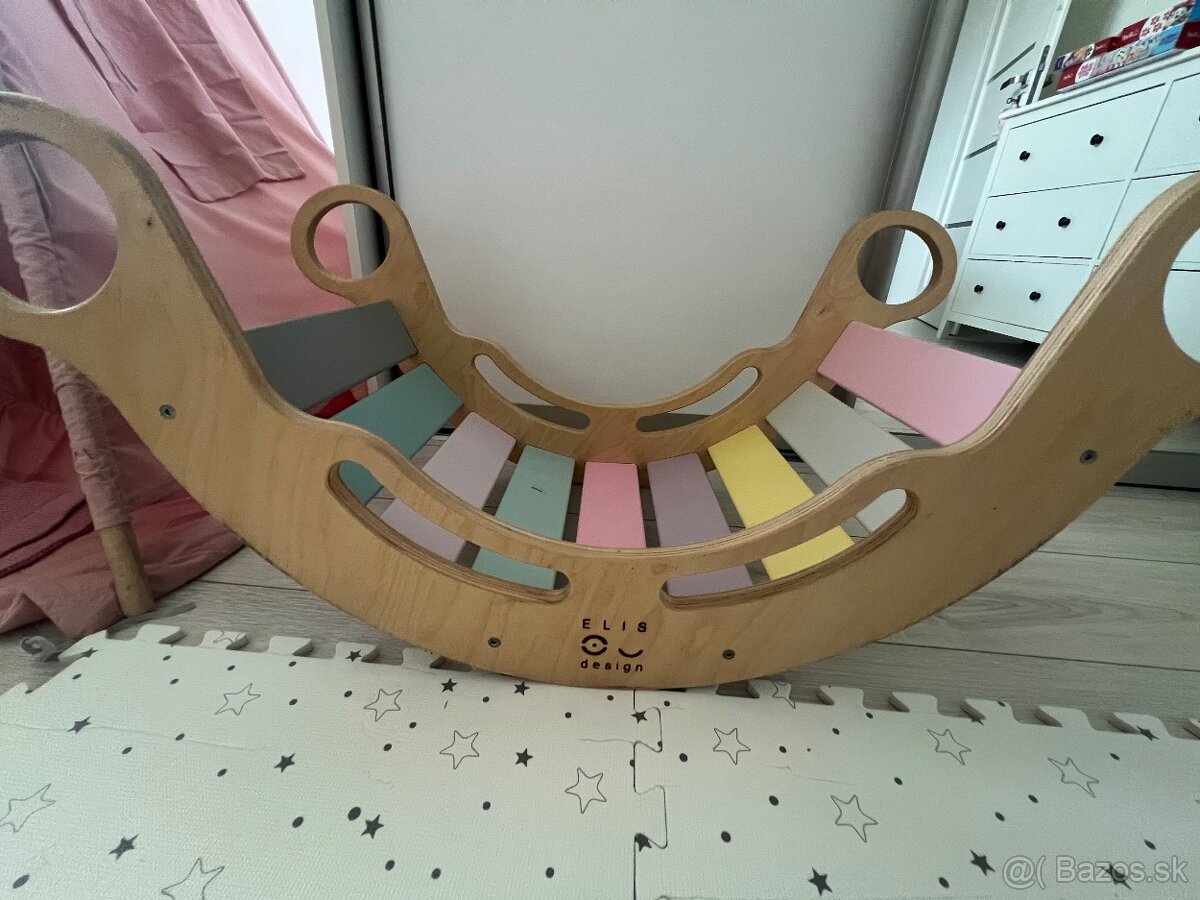 Drevená montessori hojdačka 5v1 - pastel